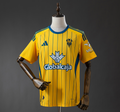 Yellow sports jersey with branding on a mannequin against a gray background, Albacete 25/26 Third Away Jersey, 11culture, 11 culture, original football jersey, original soccer jersey