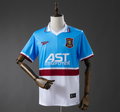 Blue and white sports jersey with visible branding on a mannequin against a gray background, Aston Villa 97/98 Away Retro Jersey, 11ulture, 11 culture
