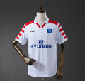White sports jersey with red accents on a mannequin against a gray background, 11culture, jersey shirts, original jerseys, Hamburger SV 98/99 Home Retro Jersey