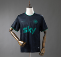 Black sports jersey with 'sky' logo on a mannequin against a gray background, Ireland 2025 Invisible Black Jersey , 11culture, 11 culture, ireland foobal club, ireland original football jersey