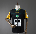 Black sports jersey with yellow sleeves on a mannequin against a gray background, Sporting CP 02/03 Away Retro Jersey, 11culture, 11 culture, sporting cp