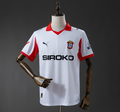 White sports jersey with red accents on a mannequin against a dark background,Sporting Gijon 25/26 Third Away Jersey, original jerseys, 11culture, 11 culture
